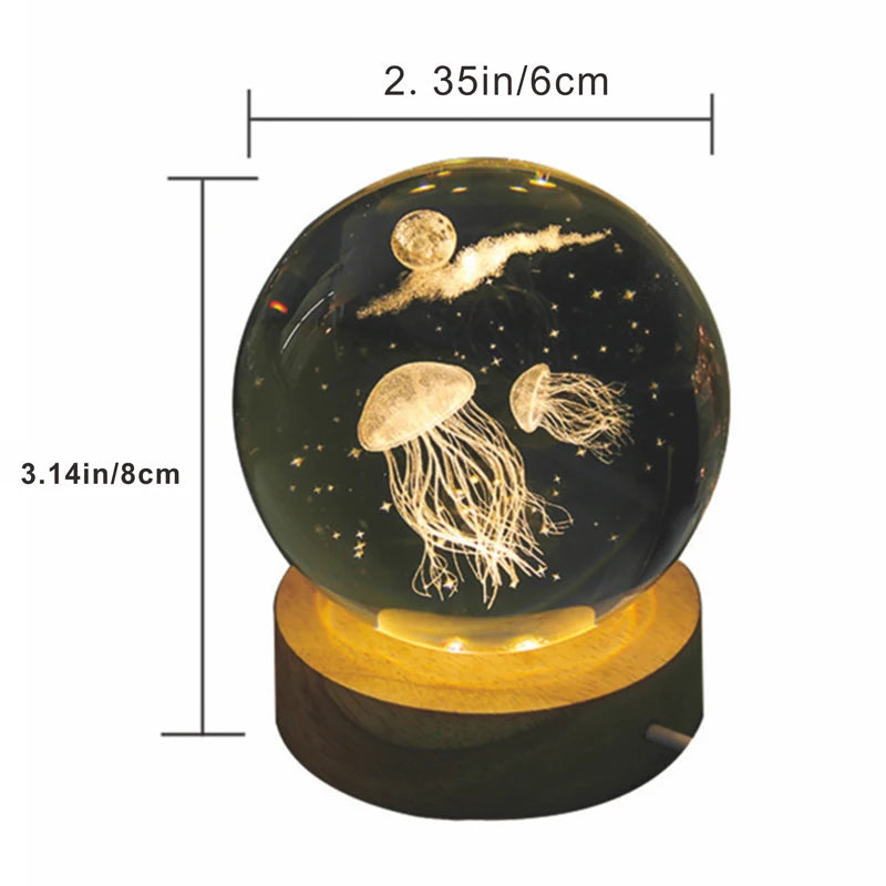 3D Jellyfish Crystal Ball