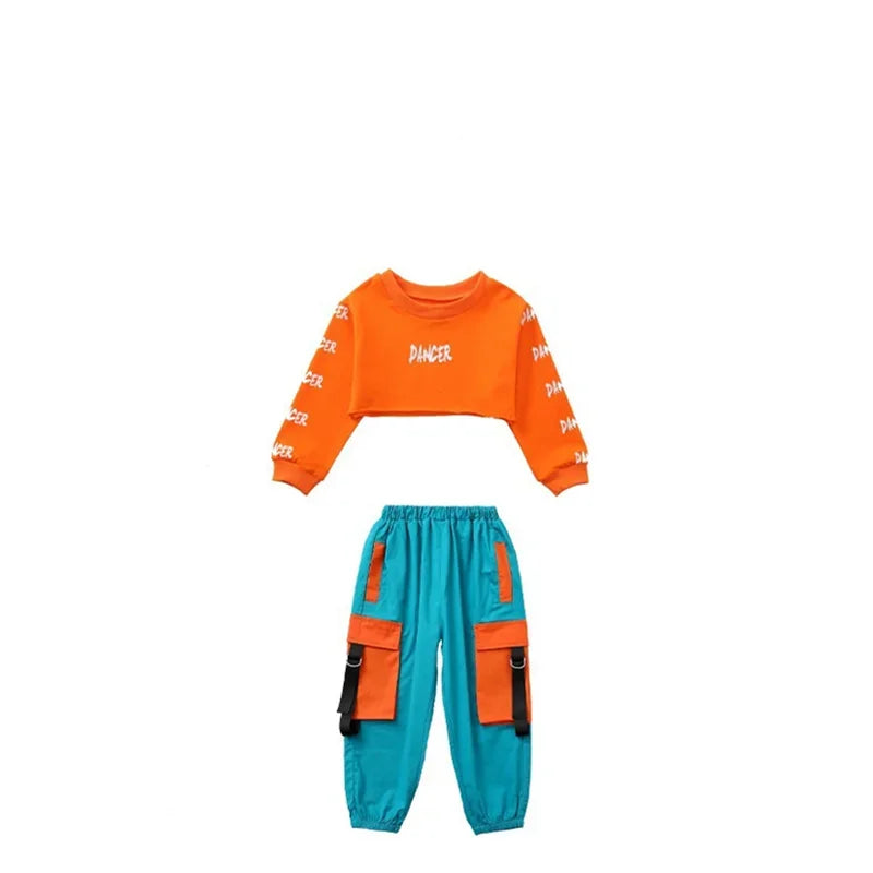 Kids Hip Hop Dance Set – Crop Top & Cargo Pants