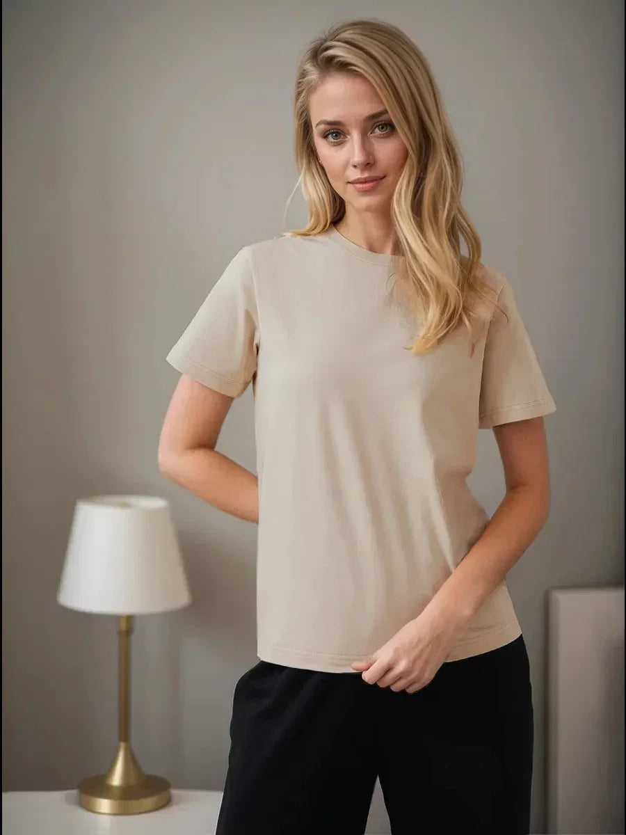 Women’s Summer Cotton T-Shirt – Short Sleeve Loose Top