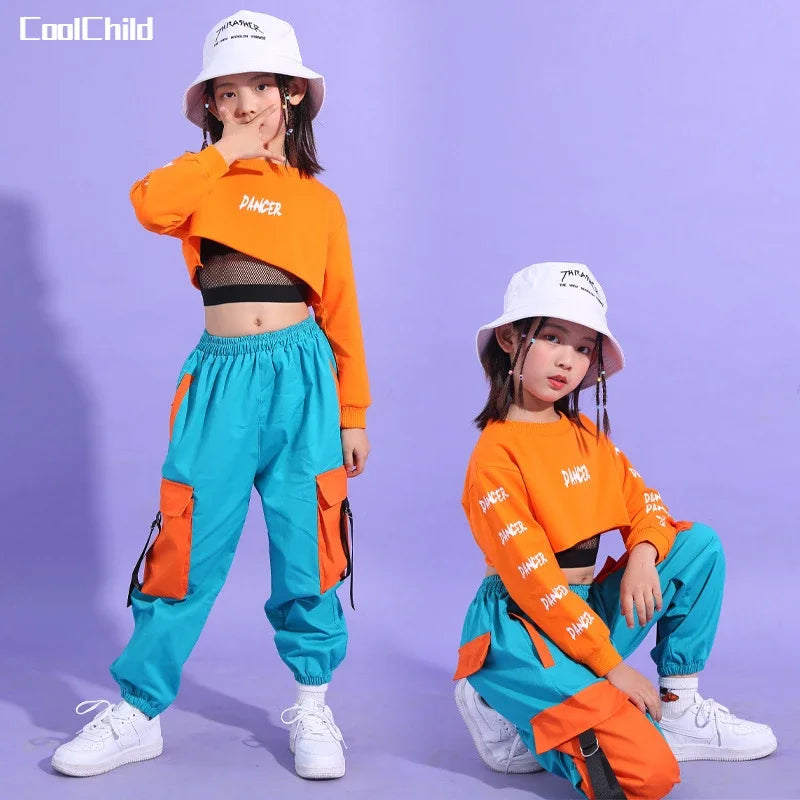 Kids Hip Hop Dance Set – Crop Top & Cargo Pants