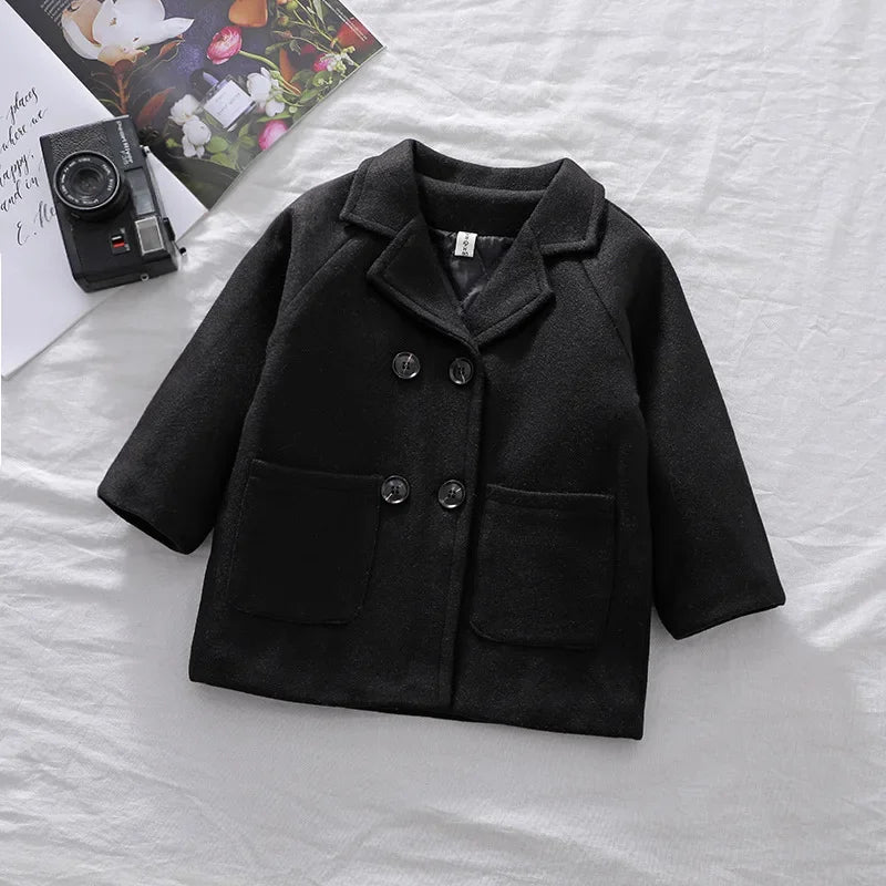 Boys Wool Double-Breasted Coat – Autumn/Winter (2–6Y)