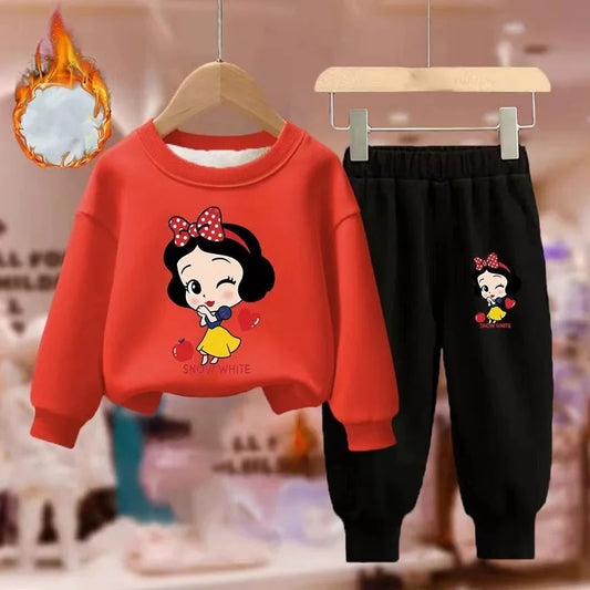 Kids Cartoon Sweatshirt & Pants Set – Winter Warm 2PCS