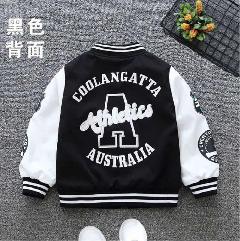 Boys Baseball Jacket – Letter Print Windbreaker (2–12Y)