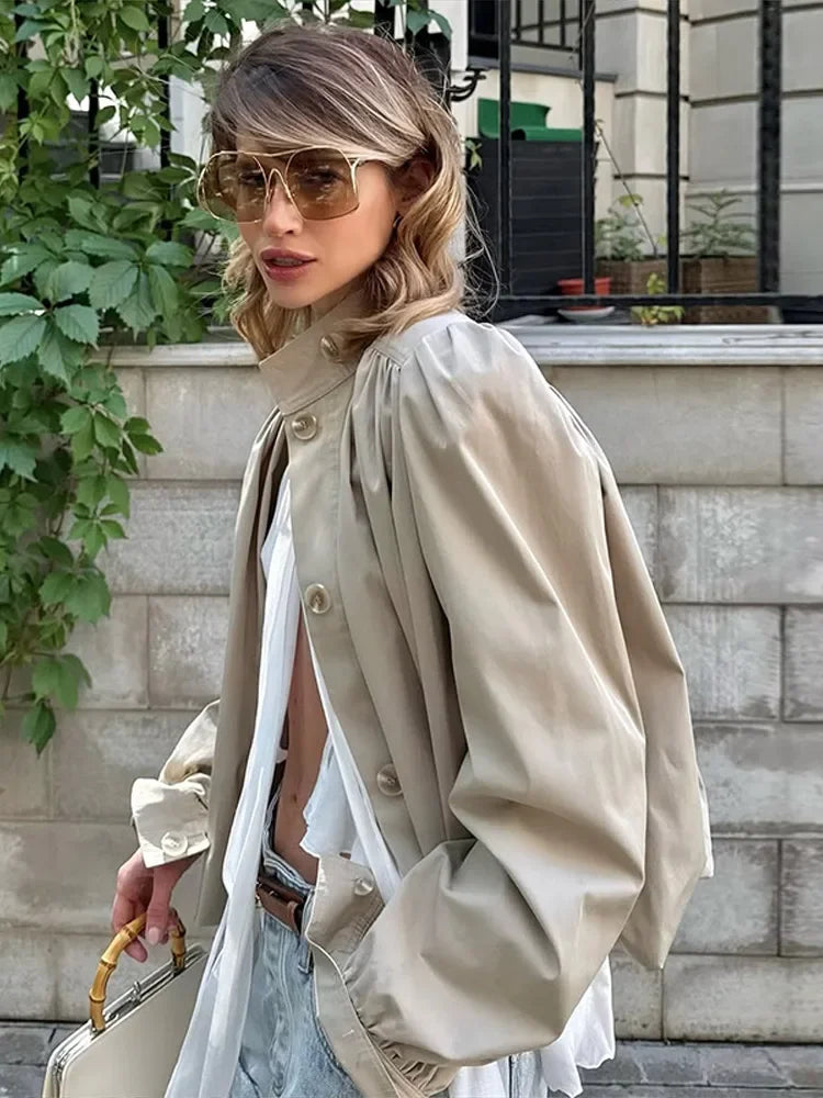 Women’s Fashion Trench Coat – Single-Breasted Long Sleeve Jacket