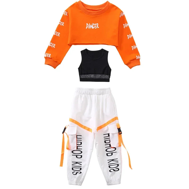 Kids Hip Hop Streetwear Set – Crop Top & Cargo Pants