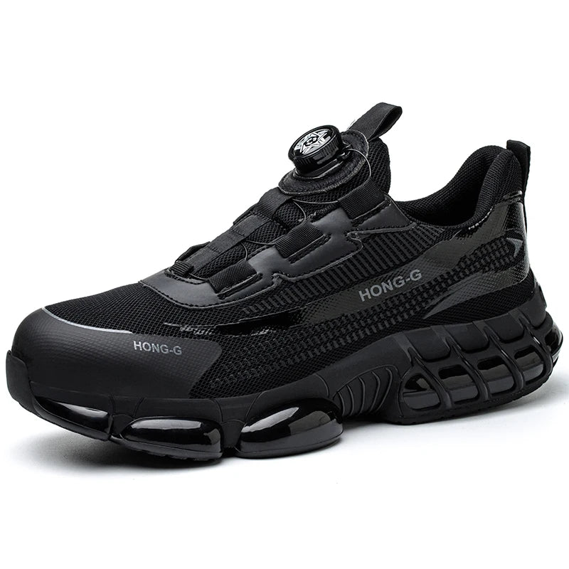 Rotating Button Steel Toe Anti-Puncture Non Slip Work Shoes Man Lightweight Breathable Safety Shoes Men's Work Shoes Boots