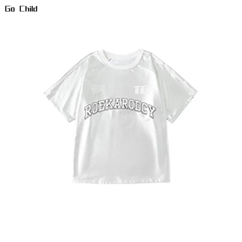 Kids Hip Hop Dance Outfit – Silver T-Shirt & Cargo Pants