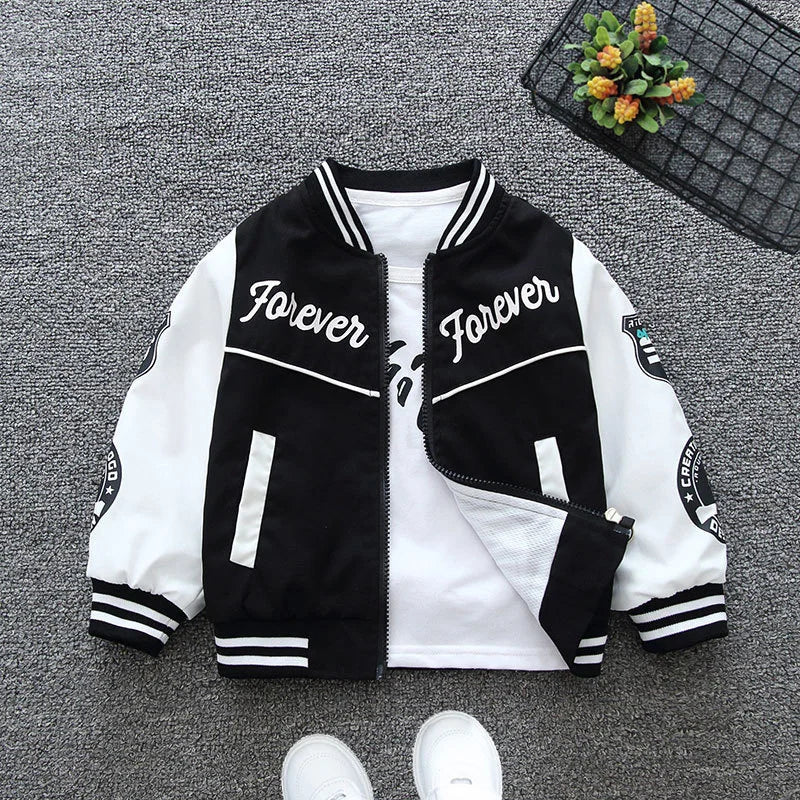 Boys Baseball Jacket – Letter Print Windbreaker (2–12Y)