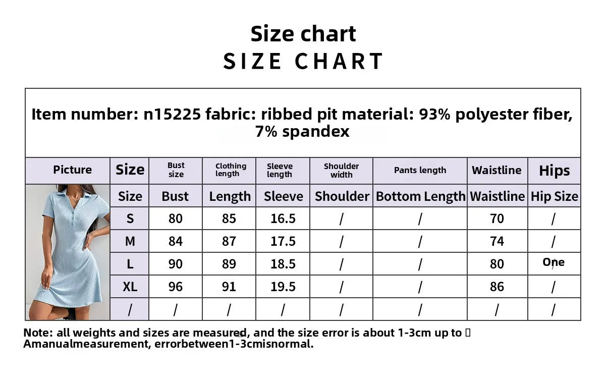 Women’s Summer Polo Collar Dress – Slim Bodycon A-Line Skirt