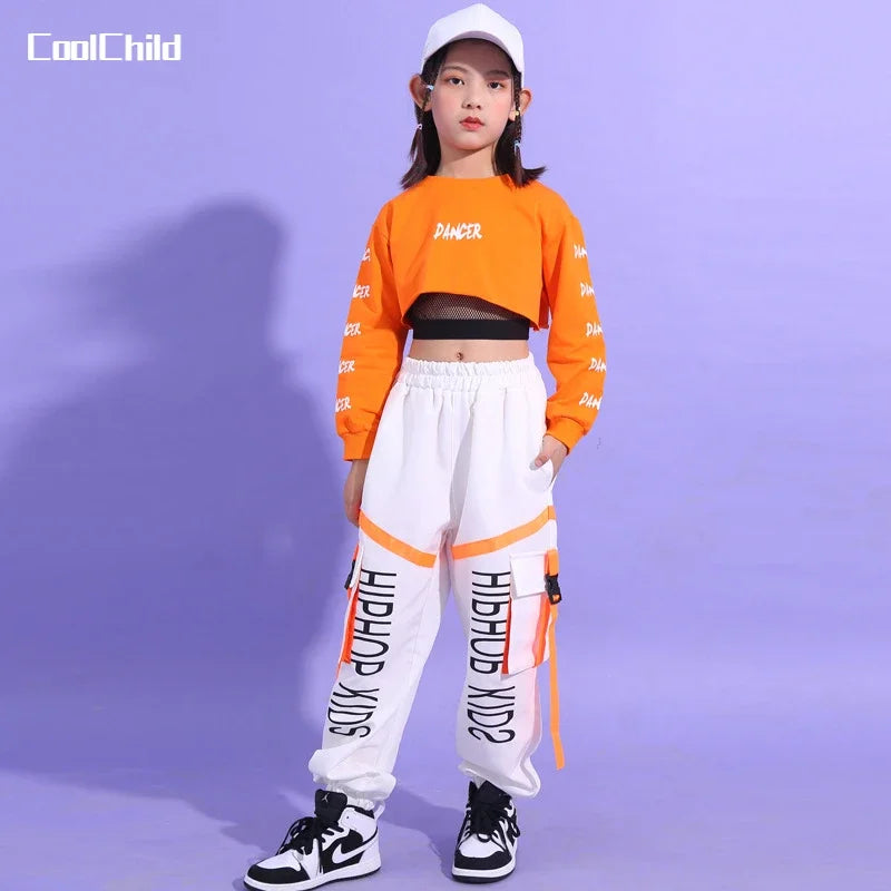 Kids Hip Hop Streetwear Set – Crop Top & Cargo Pants