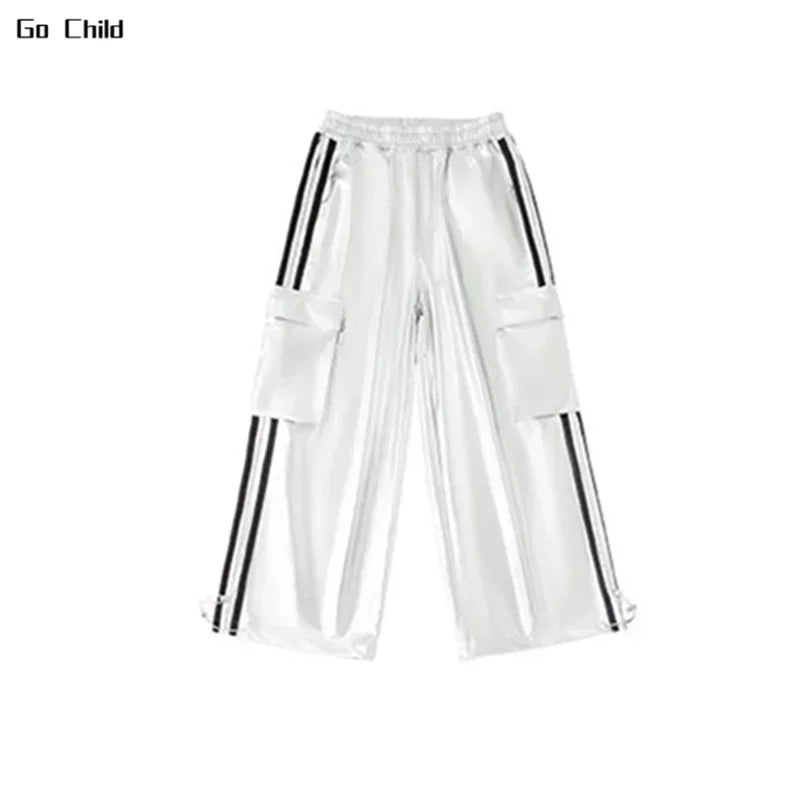 Kids Hip Hop Dance Outfit – Silver T-Shirt & Cargo Pants