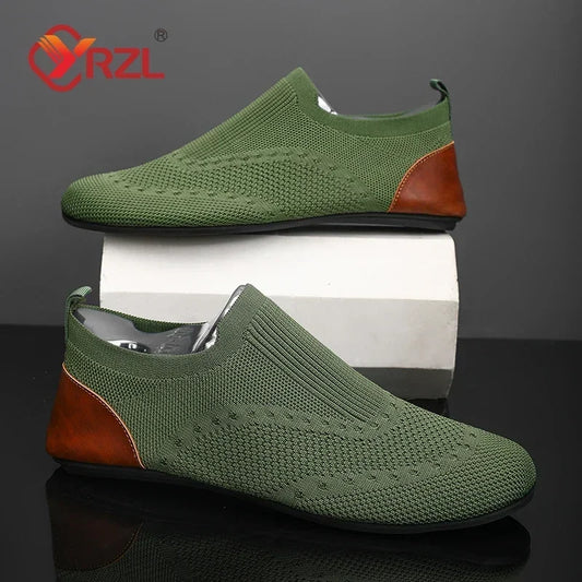 YRZL Loafers Men Soft Driving Moccasins High Quality Flats Male Walking Shoes Breathable Mesh Casual Loafers Slip on Mens Shoes