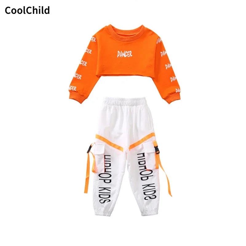 Kids Hip Hop Streetwear Set – Crop Top & Cargo Pants