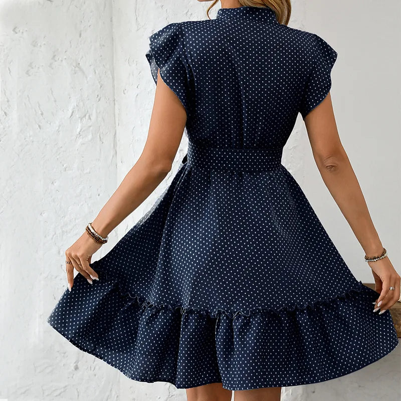Women’s Casual Dot A-Line Midi Dress – Slim Summer Vintage Dress