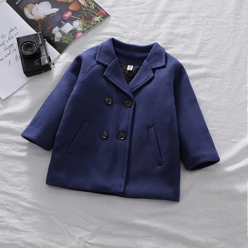 Boys Wool Double-Breasted Coat – Autumn/Winter (2–6Y)