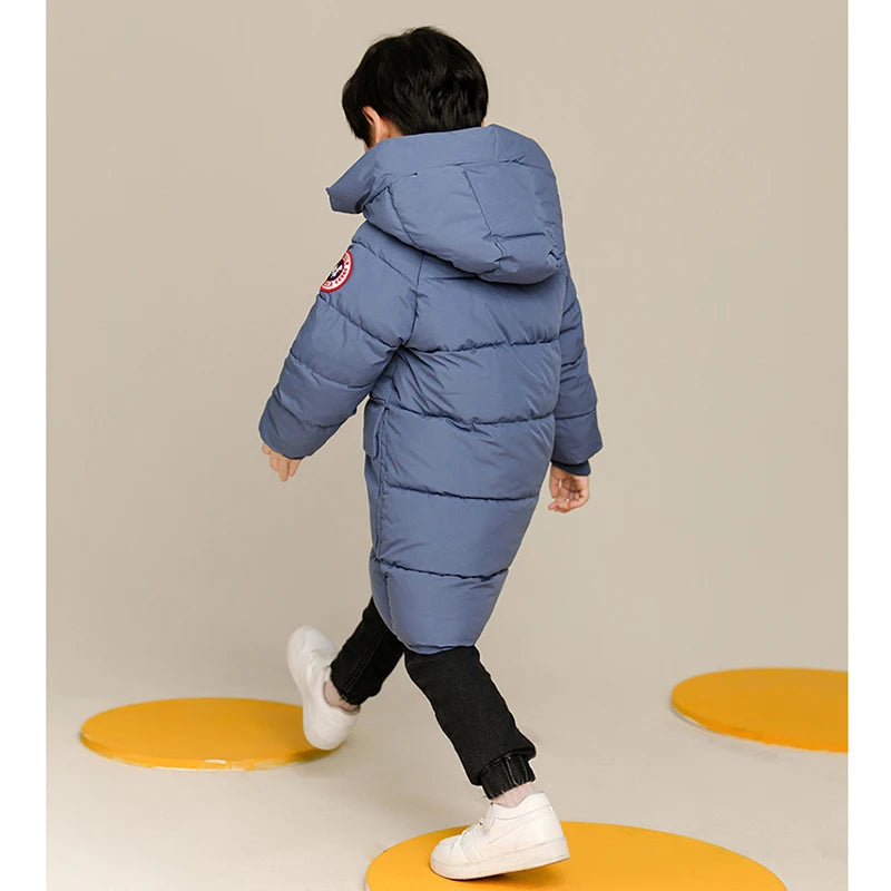 Boys Hooded Winter Coat – Warm Long Jacket (2–10Y)