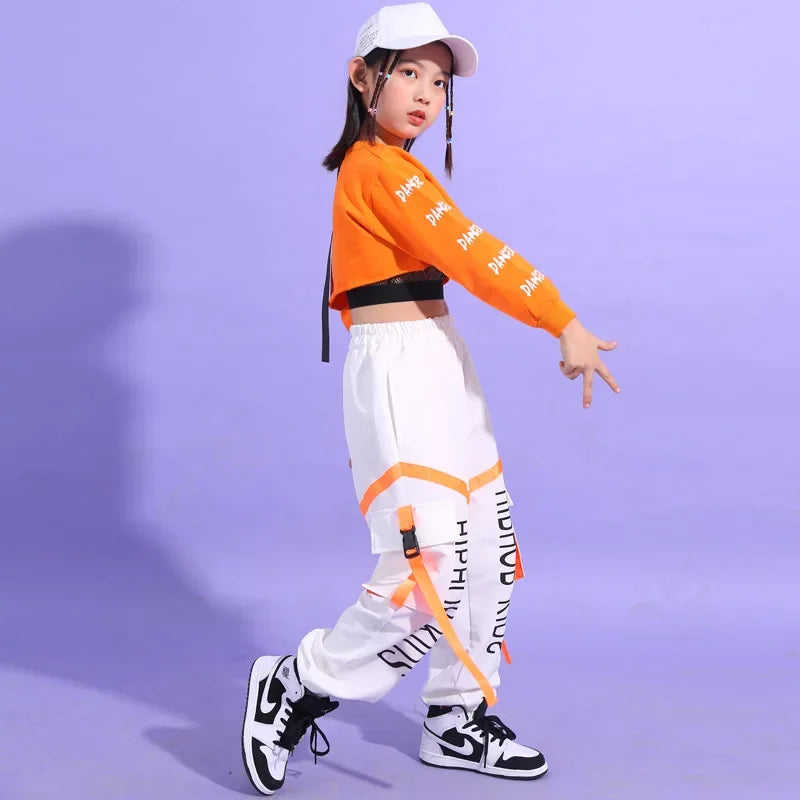 Kids Hip Hop Streetwear Set – Crop Top & Cargo Pants