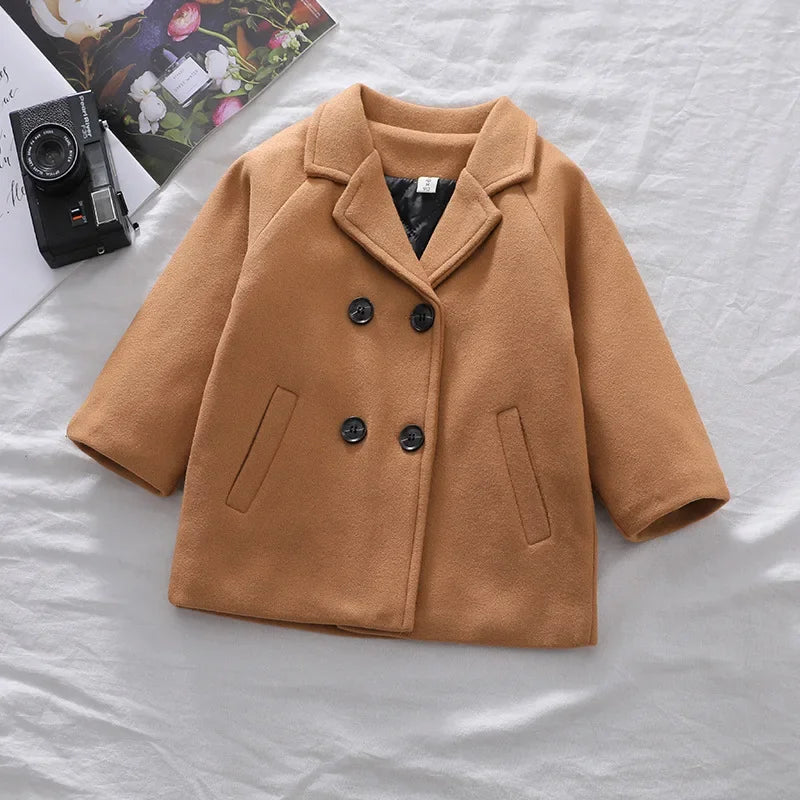Boys Wool Double-Breasted Coat – Autumn/Winter (2–6Y)