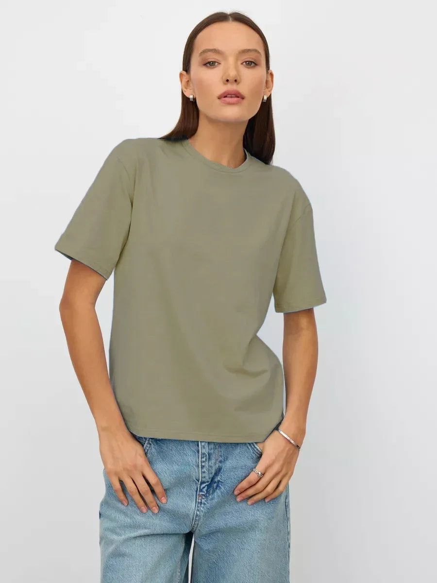 Women’s Summer Cotton T-Shirt – Short Sleeve Loose Top