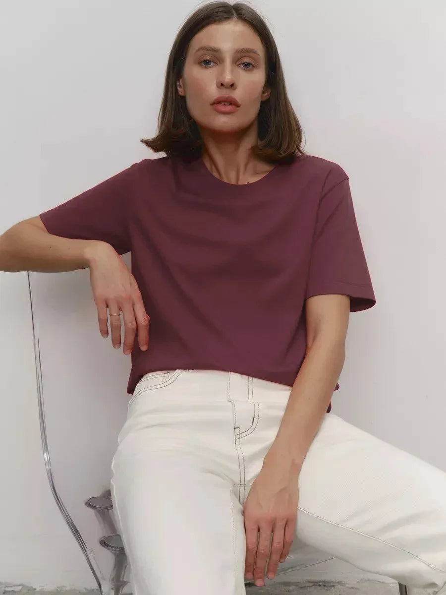 Women’s Summer Cotton T-Shirt – Short Sleeve Loose Top