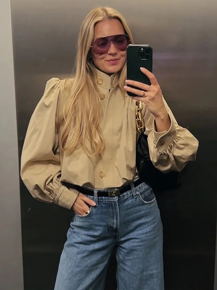 Women’s Fashion Trench Coat – Single-Breasted Long Sleeve Jacket