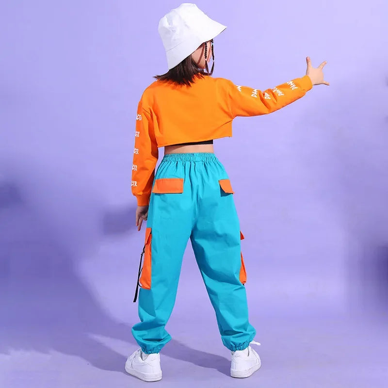 Kids Hip Hop Dance Set – Crop Top & Cargo Pants
