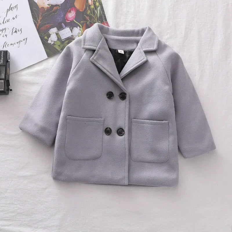 Boys Wool Double-Breasted Coat – Autumn/Winter (2–6Y)
