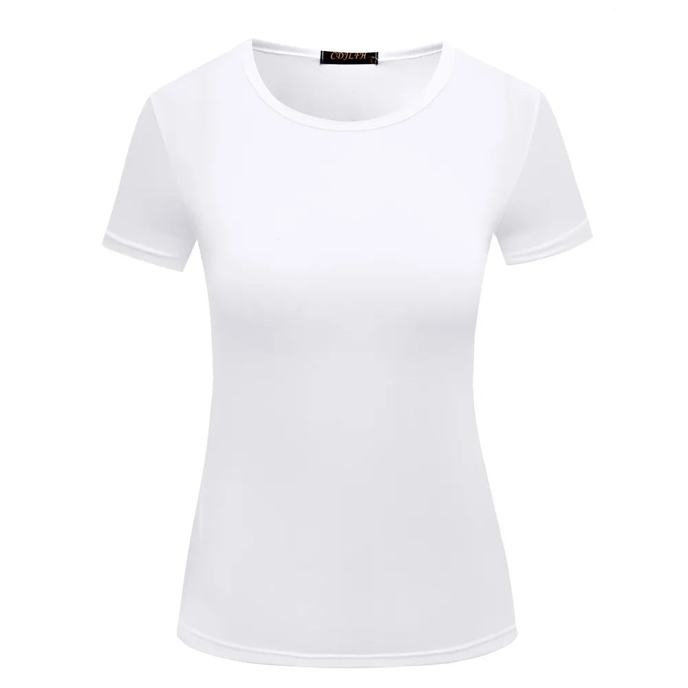 Women’s Short Sleeve Round Neck T-Shirt – Solid Color Top
