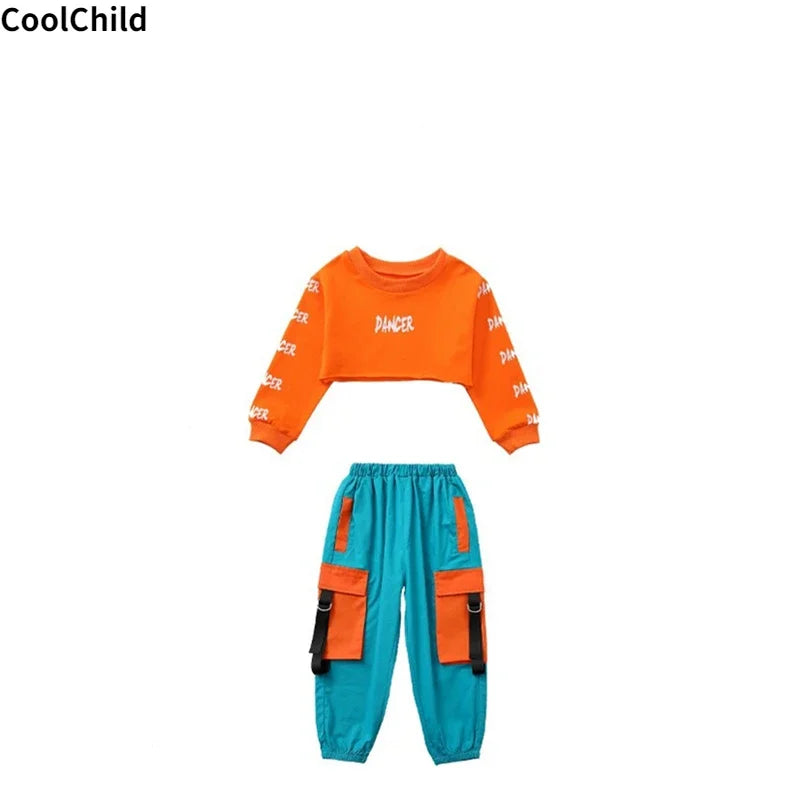 Kids Hip Hop Streetwear Set – Crop Top & Cargo Pants