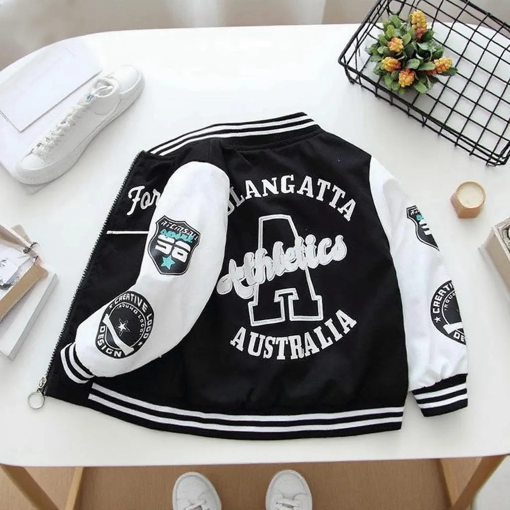 Boys Baseball Jacket – Letter Print Windbreaker (2–12Y)